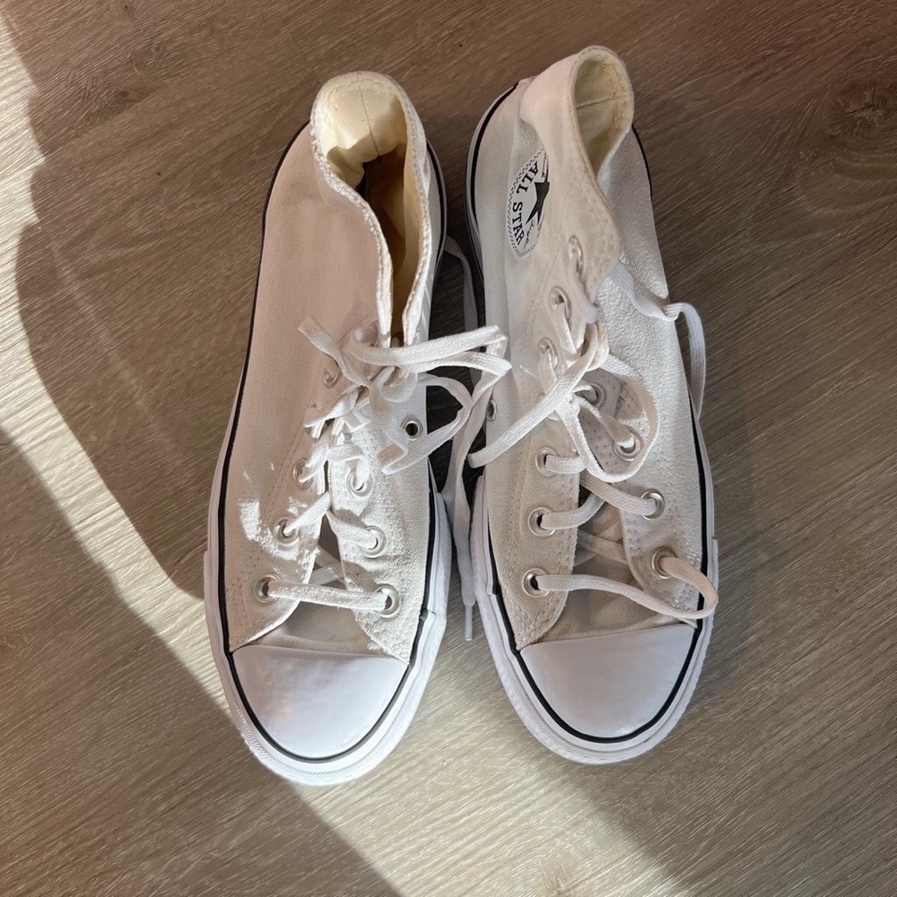 White high top platform converse